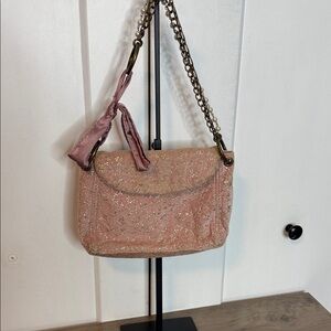 Pink Velour & foil shimmer Women's Bag clutch mini purse Y2K vibe